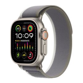 Apple Watch Ultra 2 GPS + Cellular, 49mm Titanium Case with Green/Grey Trail Loop - S/M