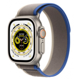 Apple Watch Ultra GPS + Cellular, 49mm Titanium Case with Blue/Gray Trail Loop -Small/Medium