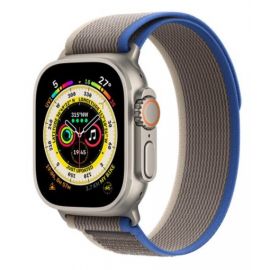 APPLE Watch Ultra Cellular - Titanium with Blue & Grey Trail Loop, Medium / Large, 49 mm