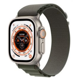Apple Watch Ultra GPS + Cellular, 49mm Titanium Case with Green Alpine Loop -Small