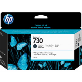 HP 730 130-ml Matte Black DesignJet Ink Cartridge, P2V65A